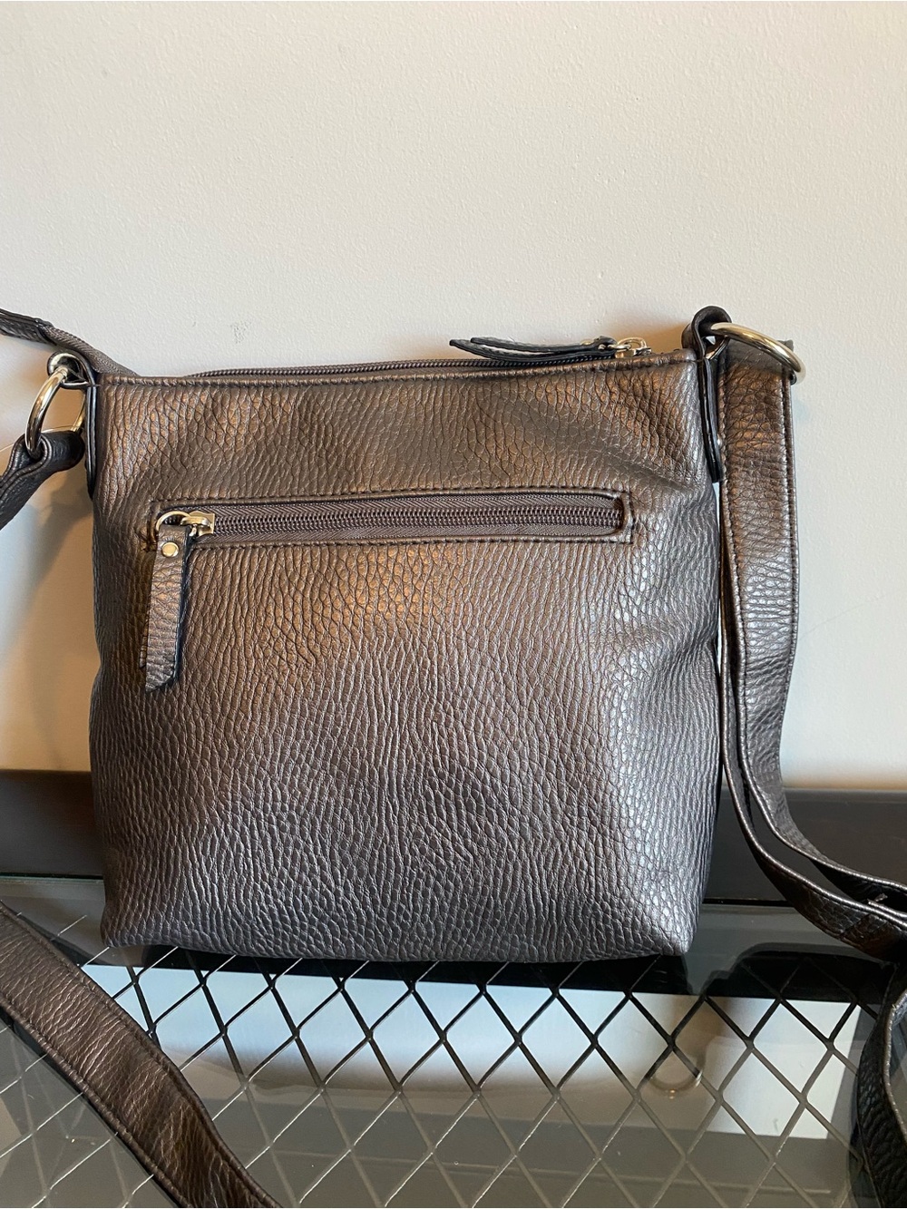 Tyler Rodan Metallic Brown Textured Crossbody Bag